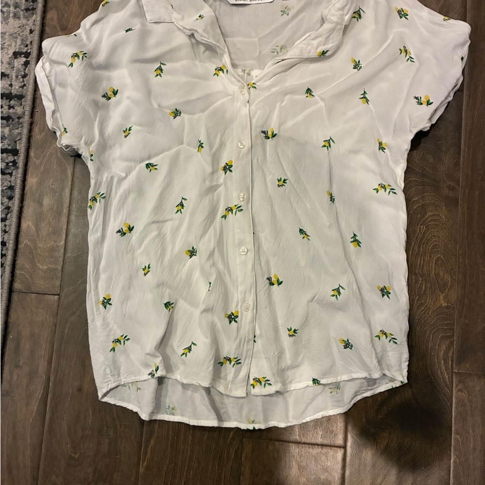 Elegant White Floral Button-Down Shirt